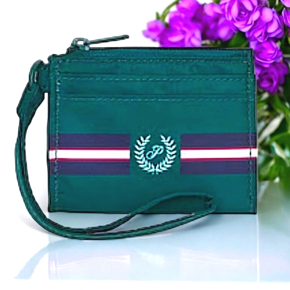 Victoria's Secret PINK New Card Case Keychain Wallet with Zipper, Hunter Green - Picture 1 of 10